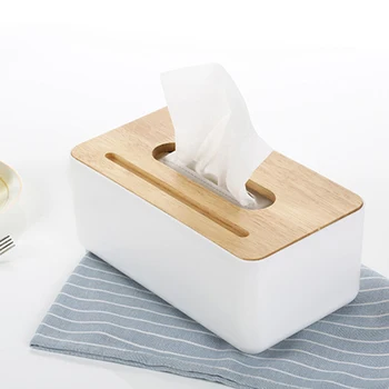 

Nordic Wood Cover Car Plastic Tissue Box Holder Kitchen Storage Box Office Home Organizer Table Tissue Box With Phone Shelf