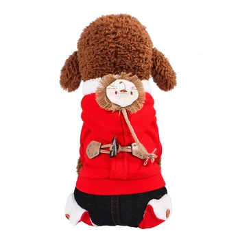 

Winter Pet Dog Clothes Cute Lion Four Feet Pet Coat Warm Fleece Pet Jackets For Puppy Large Dogs