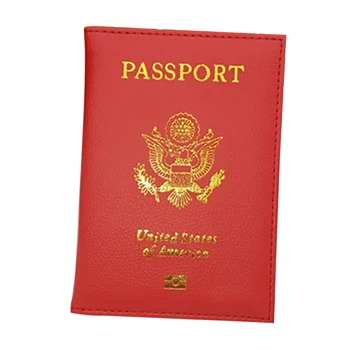 

Protection Holder Lichee Pattern Convenient Passport Cover Wallet Embossing Emblem Travel Case Scratch Resistant Storage
