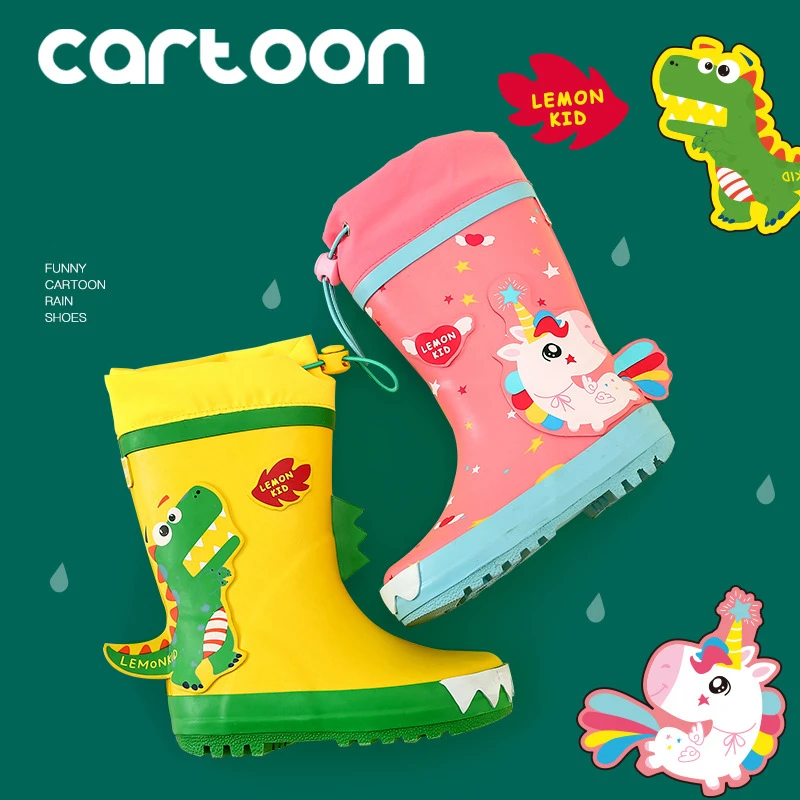 

Rain Boots Kids Waterproof Children's Rubber Boots 3D Cartoon Unicorn dinosaur Printed Toddler Boy Rainboots Kalosze Dla Dzieci