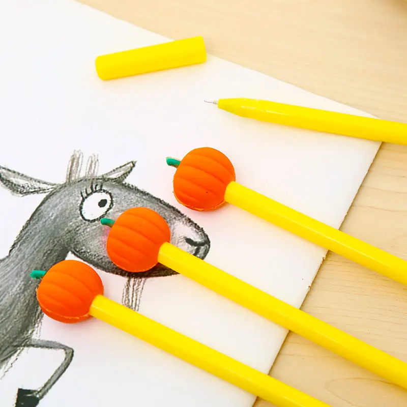 12pcs Funny Kawaii Pumpkin Gel Pen Cute Cartoon Vegetable Stationery Item Kawai School Office Supply Accessory Stationary Thing