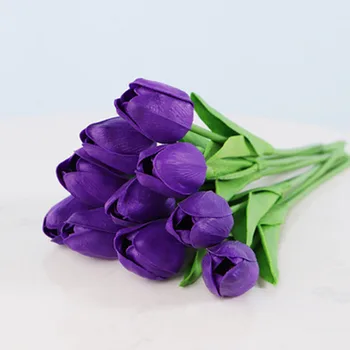 

10 Pc Beauty Tulips Artificial Flowers Pu Tulips for Home Party Vase Decor Real Touch Bouquet Flowers for Wedding Decoration