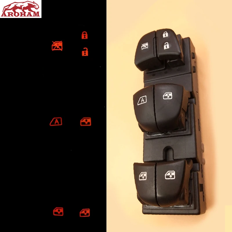 Электрический выключатель окон с 7 светодиодами для Nissan Qashqai J11/Altima/Sylphy/Tiida/X Trail/Sentra