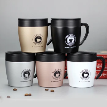 

2020 Coffee Mug Vacuum Cup Thermos Stainless Steel Insulated Water Cups Tumbler With Handle Lid and Mixing Spoon Office 330ml