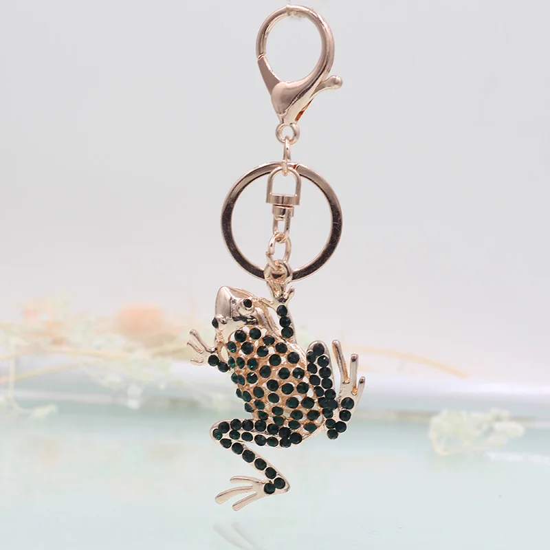 

Vick Dolly Rose Gold Fashion Frog Key Chain Multicolor Crystal Rhinestone Car Gift Keychain Women's Satchel Hanging Jewelry