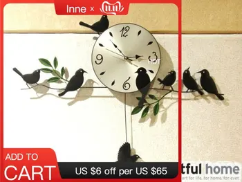 

the wall clock home decoration quartz clocks painting watch morden design birds unique gift craft times sweep