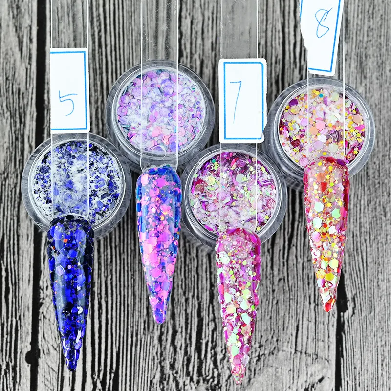 12 Colors 3 in1 Acrylic Powder 10ml Nail Extension Builder Dipping &Sculpture Powder Mixed Chameleon Carving For Manicure