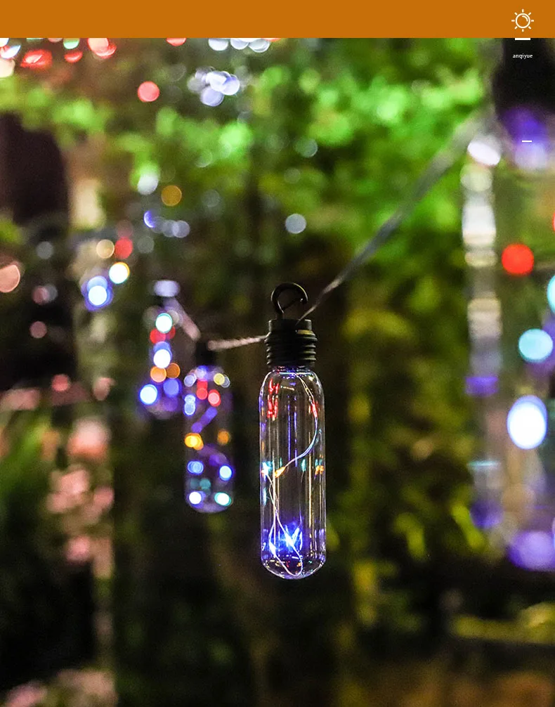 10 Bulb Fairy Transparent Tube Shape Solar Power Copper String Lights 7m LED Decor For Christmas Garland On The Window New Year