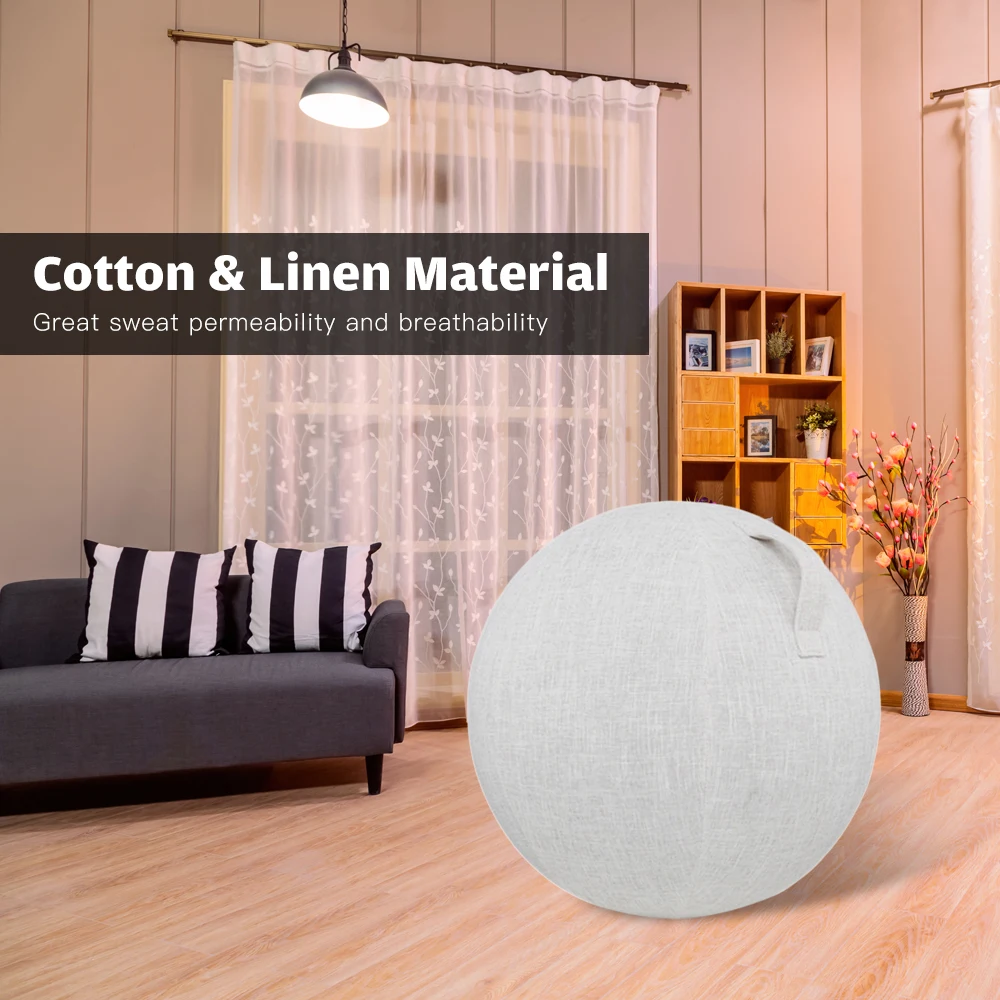 55cm/65cm/75cm Cotton+Linen Protective Yoga Ball Cover Exercise Gym Workout Balance Ball Cover Yoga Fitness Equipment