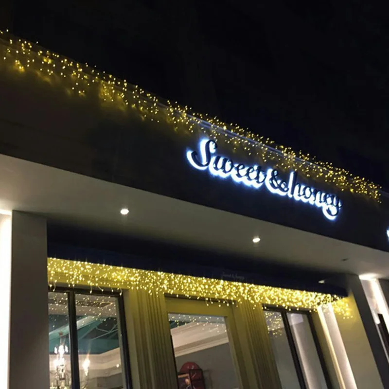 Светодиодный светильник-Гирлянда для занавесок, 220 В, 5 м, 96 Светодиодный, Рождественская гирлянда, светодиодный, Фейи, рождественские, вечерние, для сада, сцены, открытый декоративный светильник