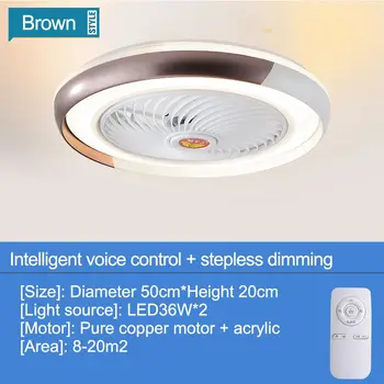 

50cm 72w Smart Ceiling Fan with Remote Control Cell Phone Indoor Home Modern Lighting Circular Lamp Stepless Dimming Decor Light