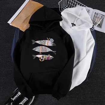 

Creative Cartoon Fish Printed Hoodies Mens Hip Hop Pullover Hooded Sweatshirts Streetwear Male Casual Hoodie