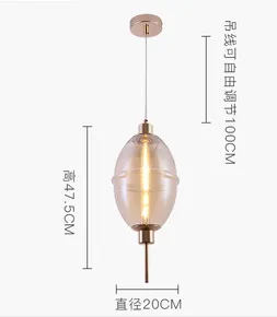 Подвесной светильник в скандинавском стиле с цилиндрическим стеклом, креативный Ретро светильник для столовой, спальни, прикроватной тумбы, барной стойки, подвесной светильник, светильники - Цвет корпуса: Amber DIA20XH47.5 8W