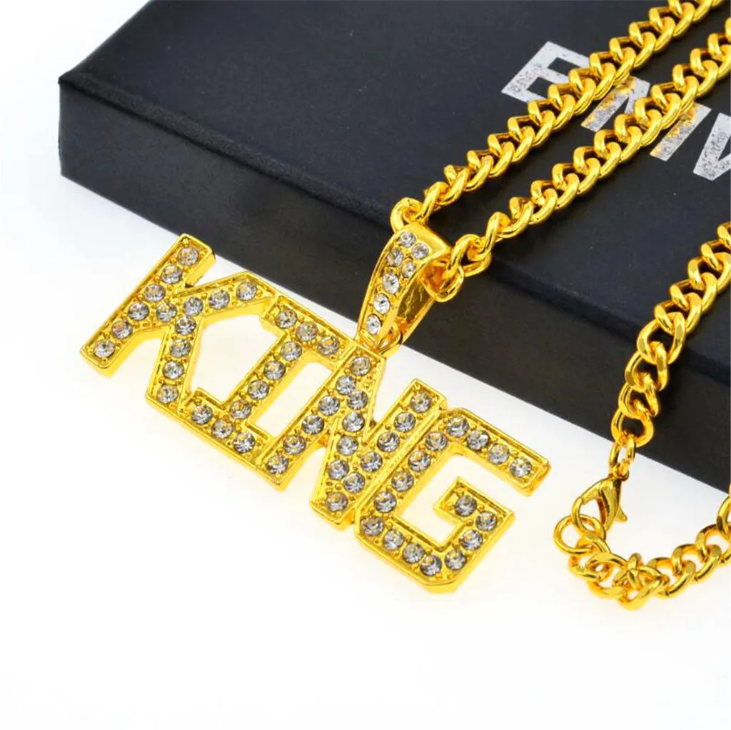 Мужское ожерелье с Т-образным кулоном, новинка, хип-хоп кулон, европейский и американский тренд, мужское ожерелье с буквой «король», ювелирные изделия, подарки для влюбленных