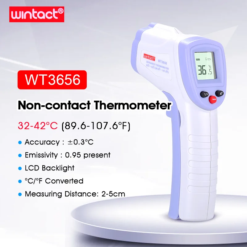 

WT3656 Baby/Adult Digital Infrared Thermometer Forehead Non-contact Handheld Body Temperature Thermometer 32~42C (89.6F~107.6F)