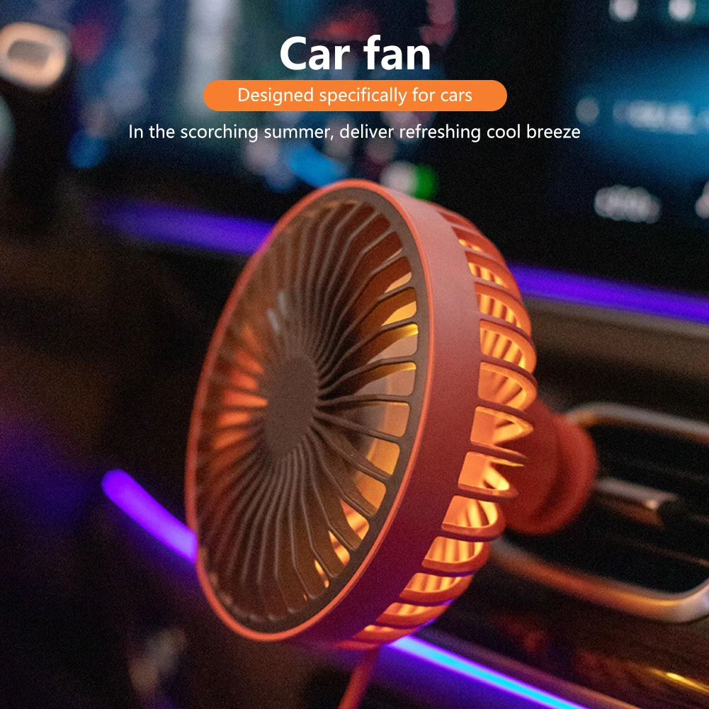 OLEVO Rotatable Car Air Vent USB Cooling Fan w/ Speed Control & LED Light