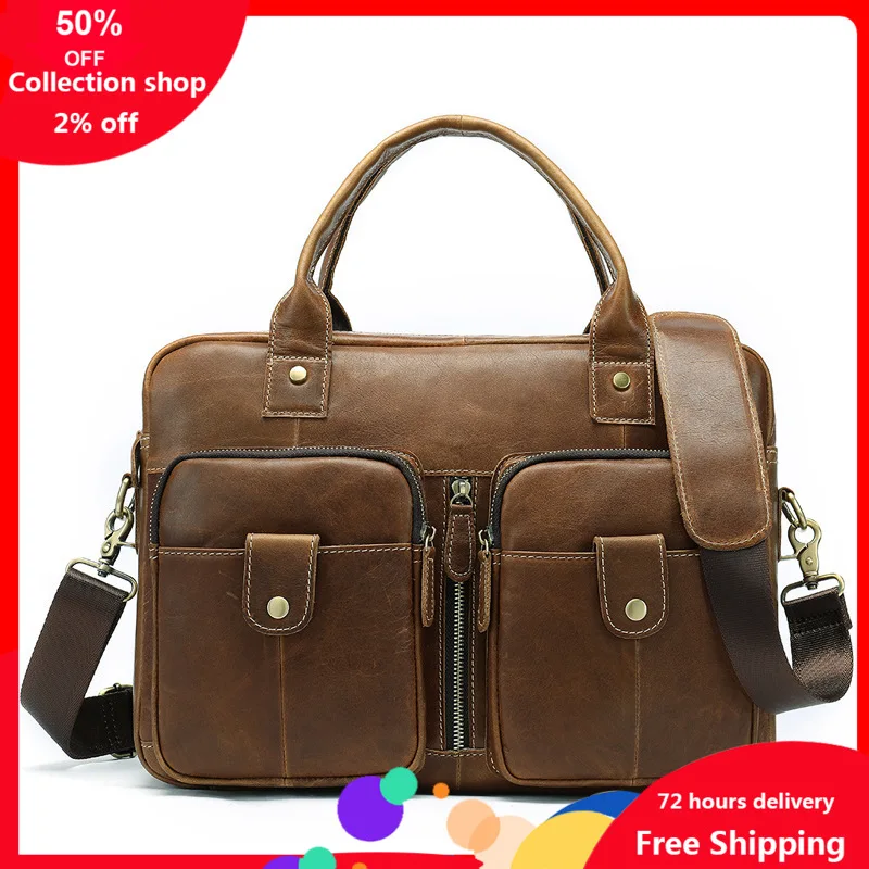 

Genuine Leather Male Package Leisure Time Man Single Shoulder Document messenger computer Bag office for men luxury handbags hot