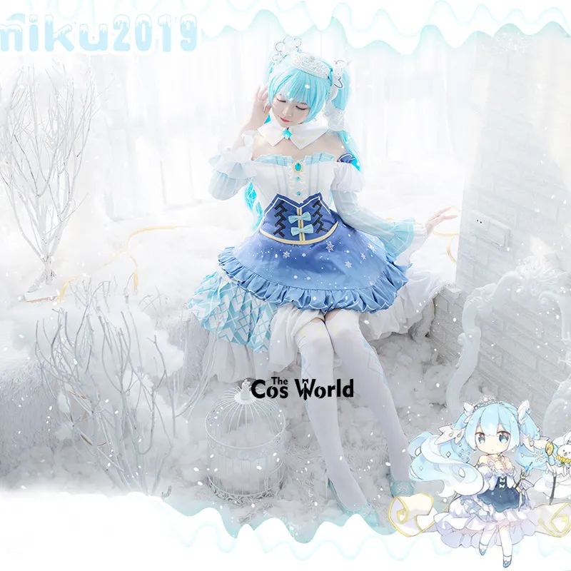 2019 Miku Prinzessin Schneekleid Uniform Outfits Anime Cosplay Kostüme 4
