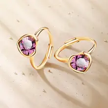 

4Pcs/Set Love Heart Necklace Useful All Match Vintage for Valentine Day Necklace Earring Ring Necklace Earring Band