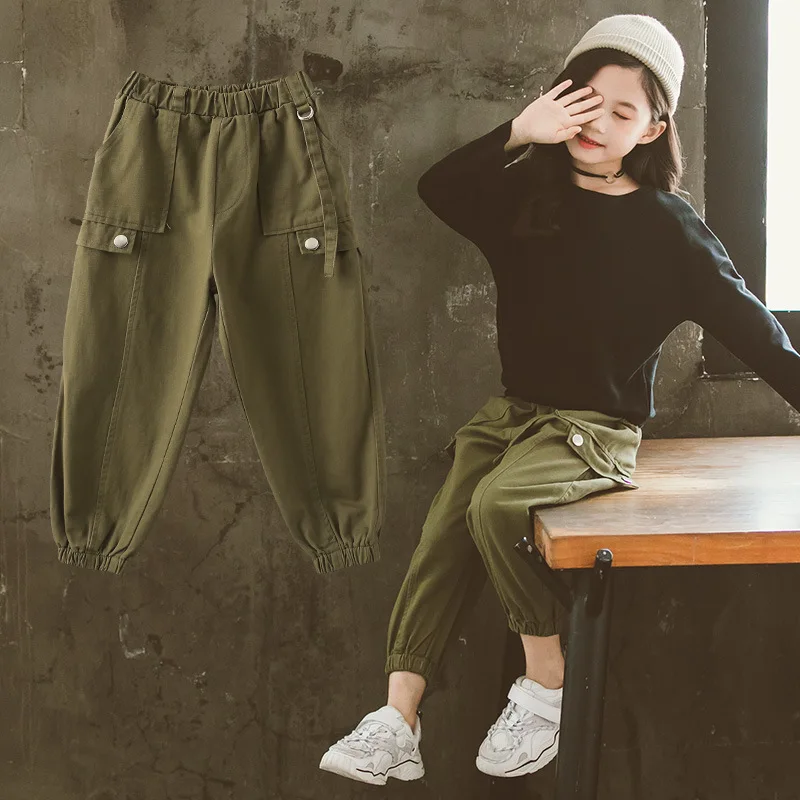 

Girl'S Pants Spring And Autumn 2019 New Style Big Boy Korean-style Western Style Bib Overall Trousers Children Fashion Casual Pa