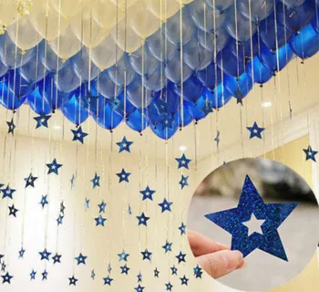 

Marriage Room Balloon Accessories Decor Ribbon Rain Pendants Cloth Material Star Card Wedding Supply Laser Pendant