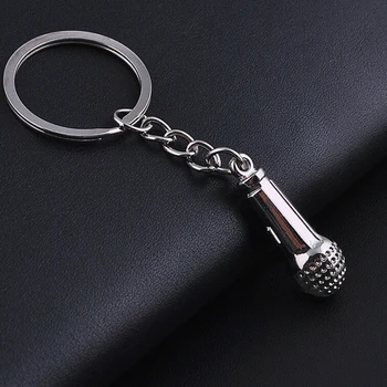 

Fashion Creative Music Gifts Key Chain Key Ring Microphone Keychain Key Chain Creative Tools Metal Keychain Bag Accessories