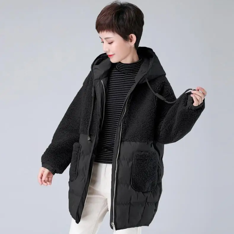 4 4XL с капюшоном зимние куртки-парки размера плюс Для женщин модное утепленное пальто сплошного цвета с длинным рукавом хлопковая куртка женская - Цвет: 4