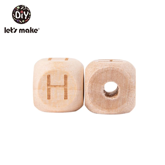 Let'S Make Wooden Beads For Rattles 500Pc Square Beech Wood Alphat English Letter Beads Baby Toys Diy Handmaking Wooden Teether H