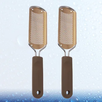 

2pcs Multifunctional Stainless Steel Foot Exfoliator Grinder Dead Skin Callus Remover for Man Woman (Rose Gold with Square Hole)