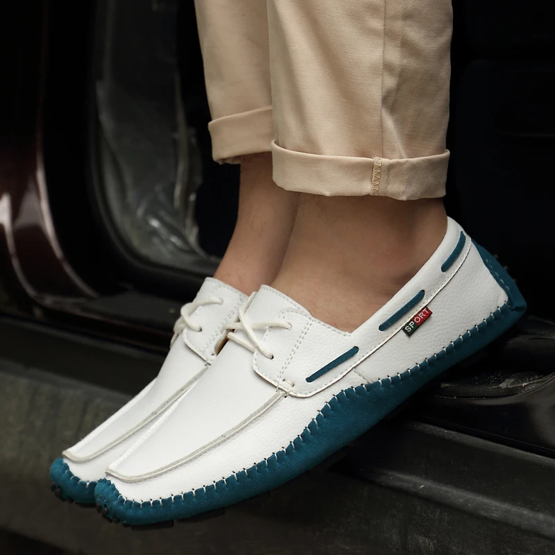 Spring and autumn men's shoes comfortable high quality lightweight lace loafers leathe non-slip wear-resistant large size 47