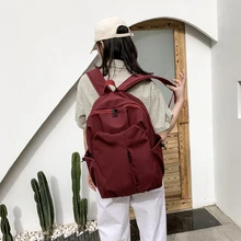 

2022 New Backpacks Large Capacity Solid Color Couple Schoolbag Campus Style Travel Bag Geometric Style Backpack