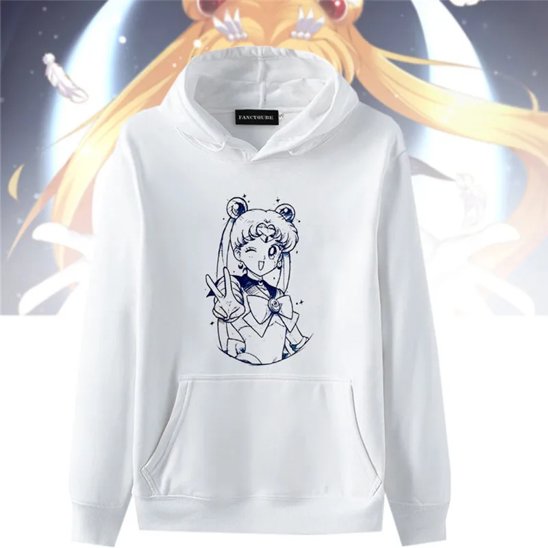 Sailor свитшот с Луной s толстовки Женская одежда Kawaii с длинным рукавом Harajuku Sailor свитшот с Луной для девушек