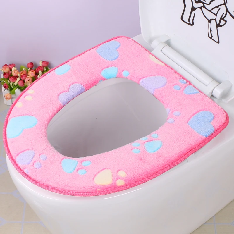 Heart Pattern Bath Seat Cover Zipper Toilet Cover Comfortable Toilet Seat Cover Toilet Sitting