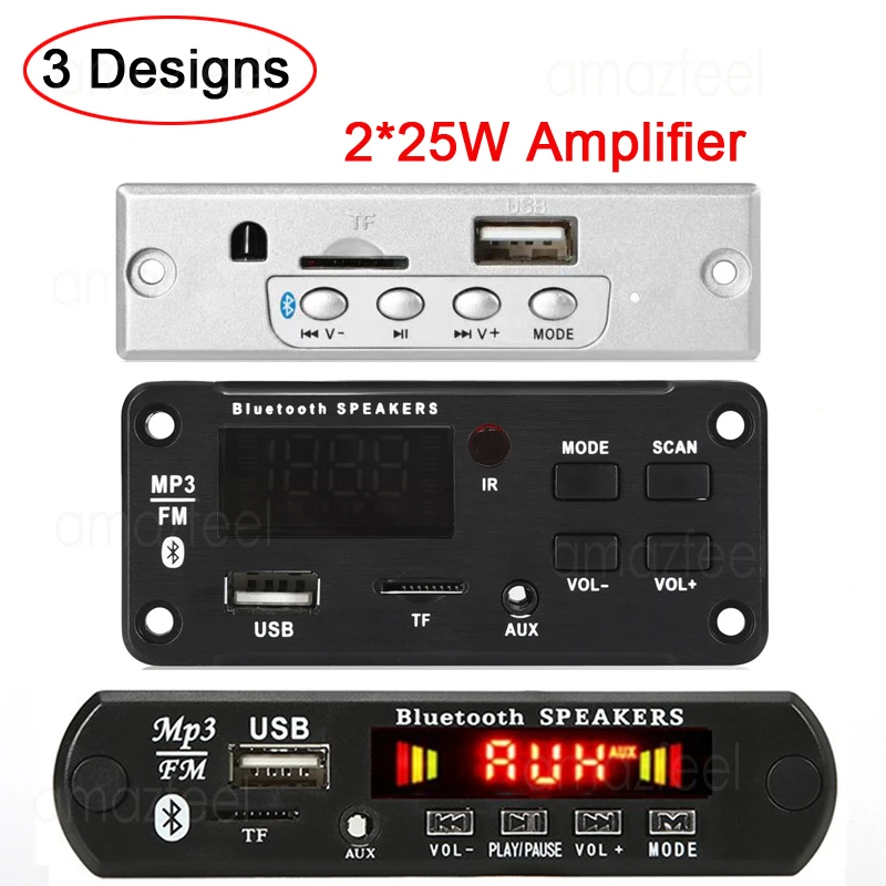Reproductor Mp3 para coche, amplificador de 50W, 6V, 12V, placa decodificadora de MP3, Bluetooth 5,0, módulo de grabación USB, Radio FM, AUX, tarjeta TF