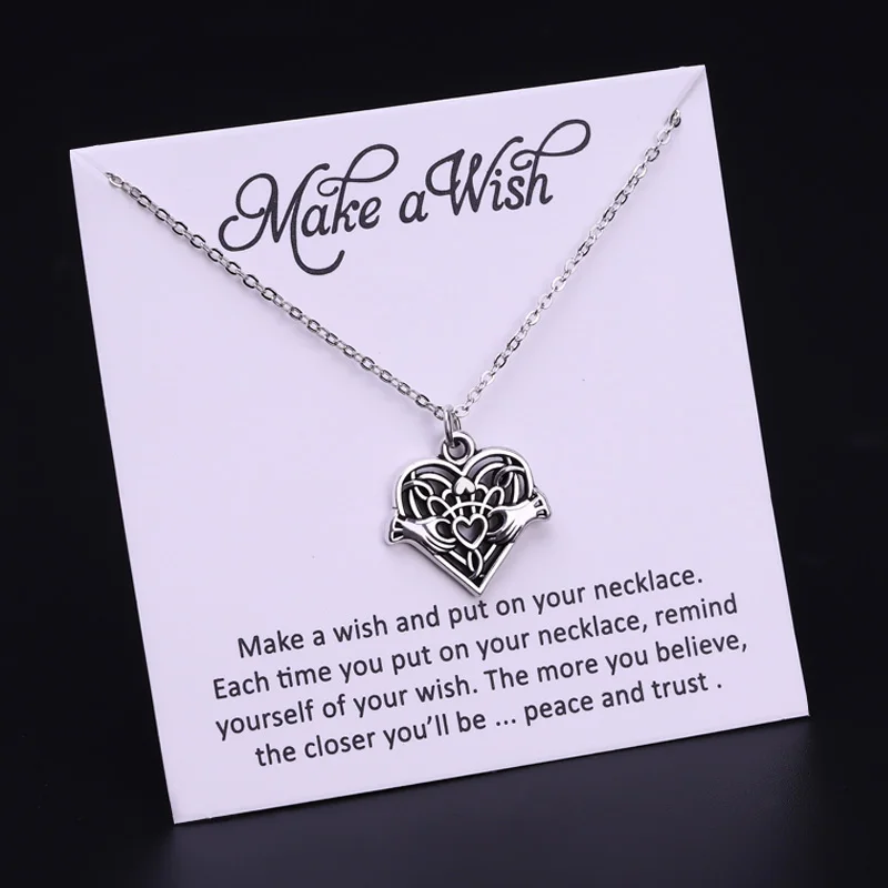 Heart Key Horse Star Jesus Balance Pendant Necklaces Best Friends Women Fashion Card Jewelry Christmas Gifts Drop Shipping - Окраска металла: NE1842