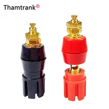 

100pcs/lot Gold Plated Speaker Binding Post Terminal 4mm Banana Plug Jack Socket Speaker Connector Terminal 5 Pairs Red+Black