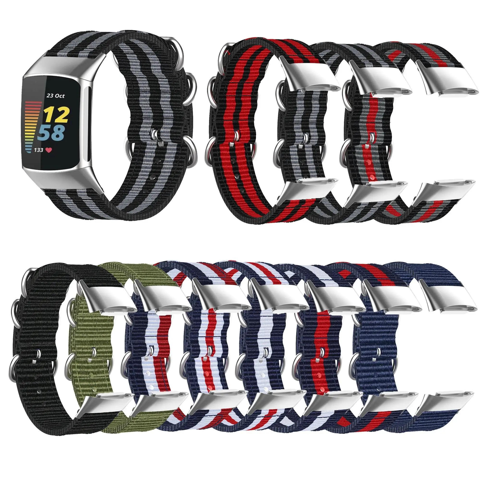 Watch Strap Canvas For Fitbit Charge 5 Band Soft Breathable Sport