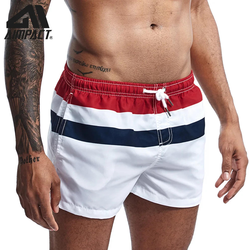 Fashion New Men's Board Shorts Fast Dry Male Swim Trunks Striped Casual Sport Surf Beachwear Hybird Shorts AM2212