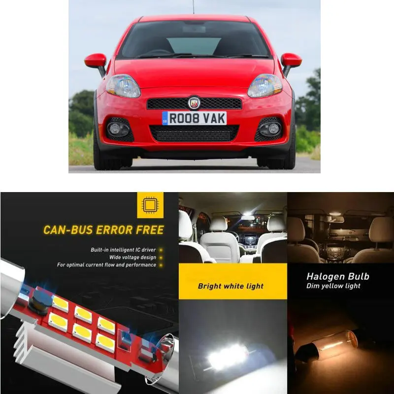 

LED Interior Car Lights For Abarth grande punto 199 hatchback Interior rear trunk glove box make-up mirror lighting error free