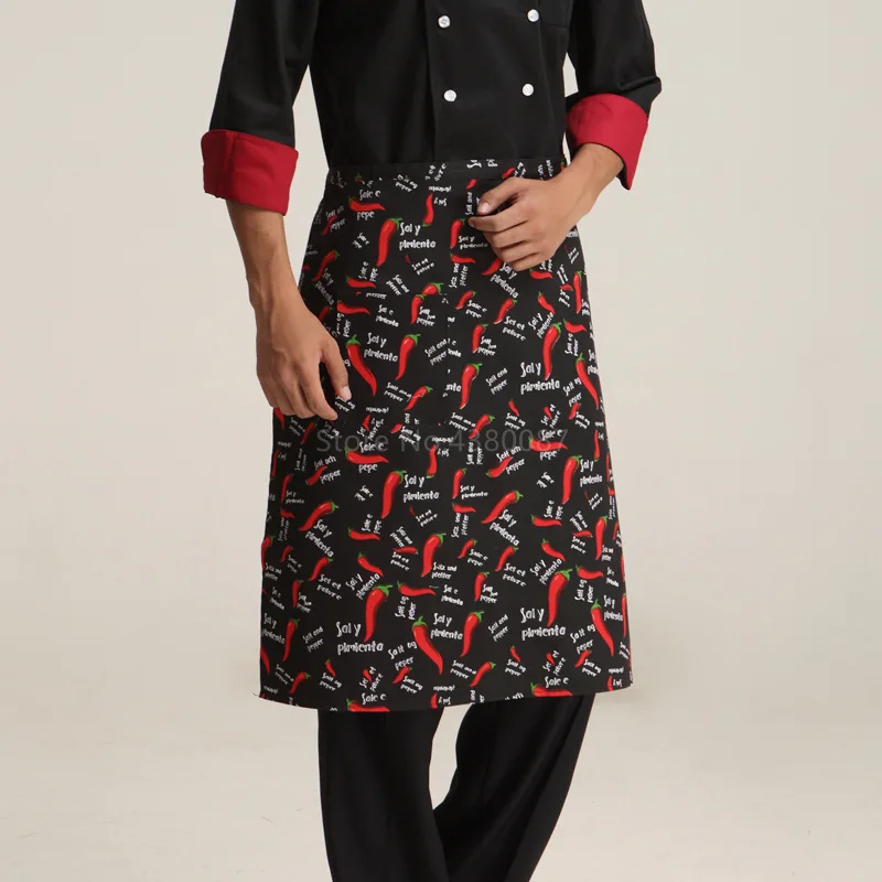 Waiter Kitchen Wear Men Chef Uniform Polyester Striped Women Waitress Restaurant Cook Costumes Cafe Pocket Chef Aprons