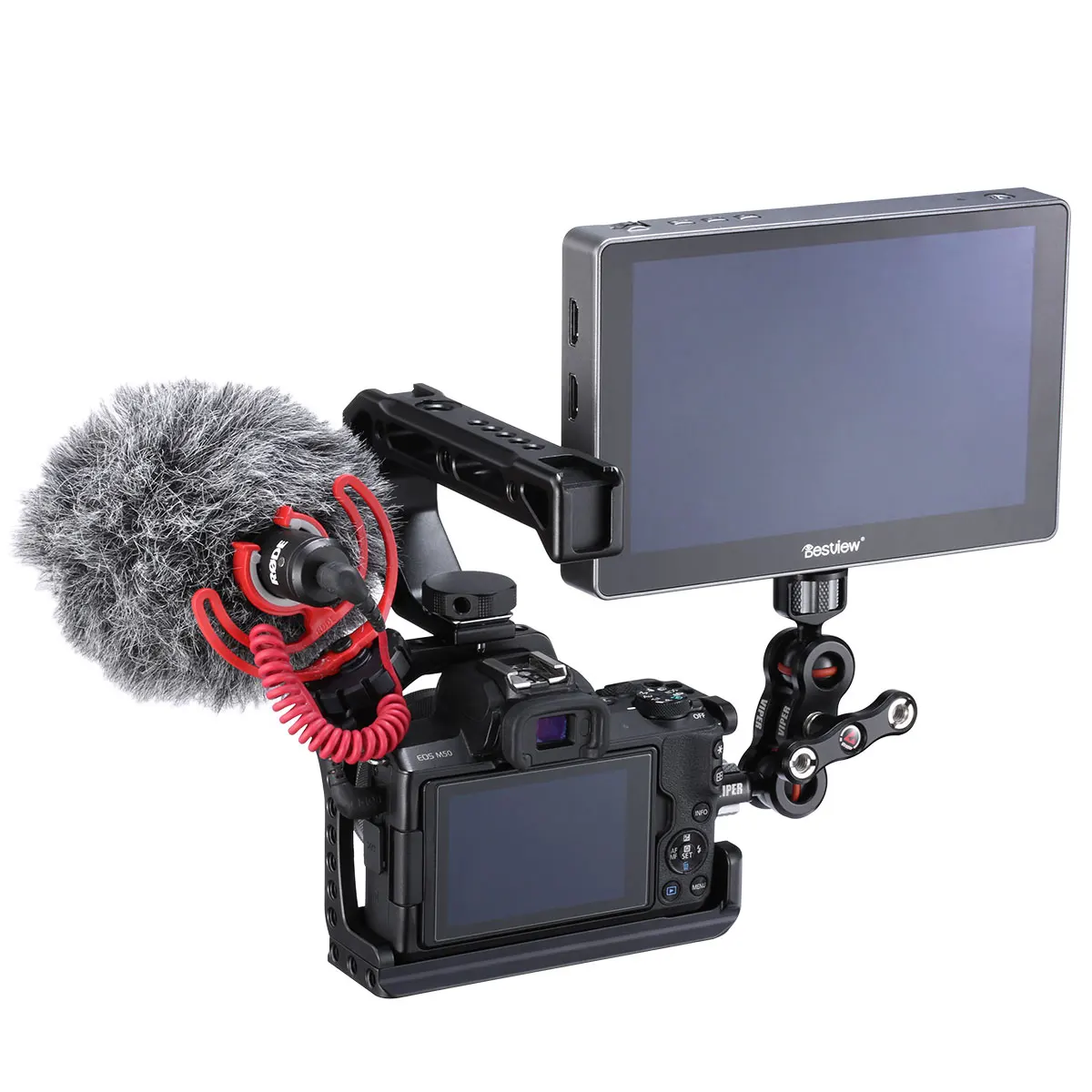 

For Canon M50 Camera UURig C-M50 Metal Camera Rabbit Cage With Hot Boots Cold Boots Dog Cage Expansion Camera Cage Accessories