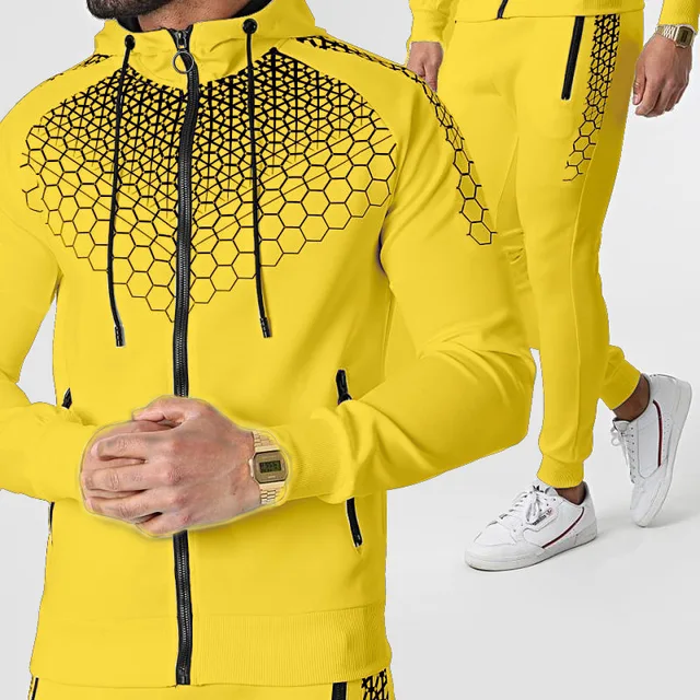 New Running Sports Suit Mens Fashion Casual Hooded Sweater + Pants 2-piece Suit Outdoor Track Suit Fitness Jogging Sportswear 1