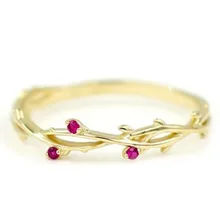 Винтажный Ретро красный корунд золото шипы талисманы кольцо с шипами кольцо в виде ветки филиал Кольца Подвески Кольца для женщин