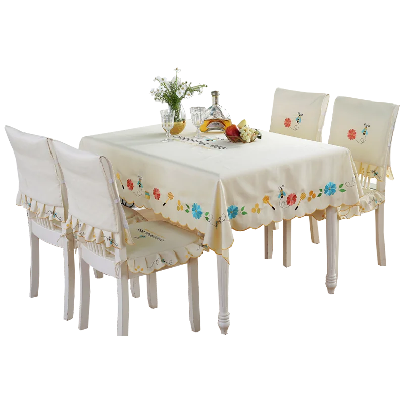 Вышивка Скатерть прямоугольная скатерть для свадебной вечеринки столовая пасторальная скатерть с стул с цветами