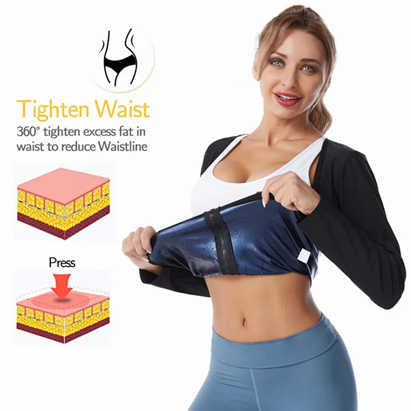 leonisa shapewear Women Sauna Shaper Tops Long Sleeve Thermo Sweat Shapewear Slimming Zipper Waist Trainer Corset Gym Fitness Hot Workout Shirt backless shapewear