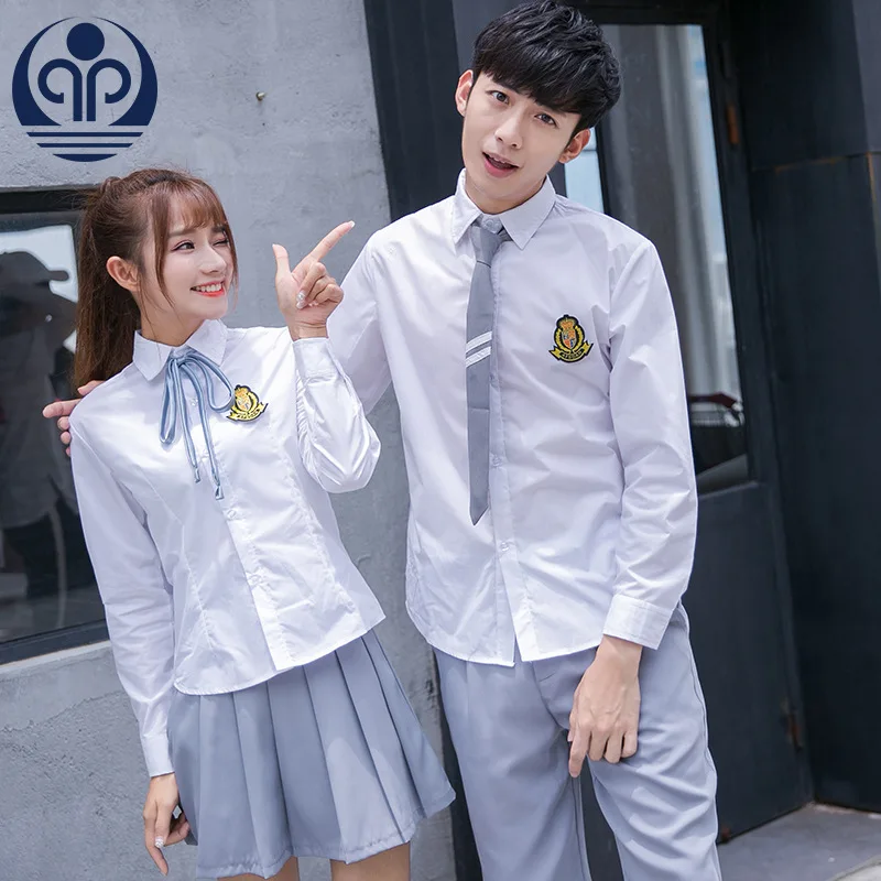 Korean-style Men And Women Students Couples School Uniform Business Attire JK Uniform Sailor Suit White Shirt Pleated Skirt Work