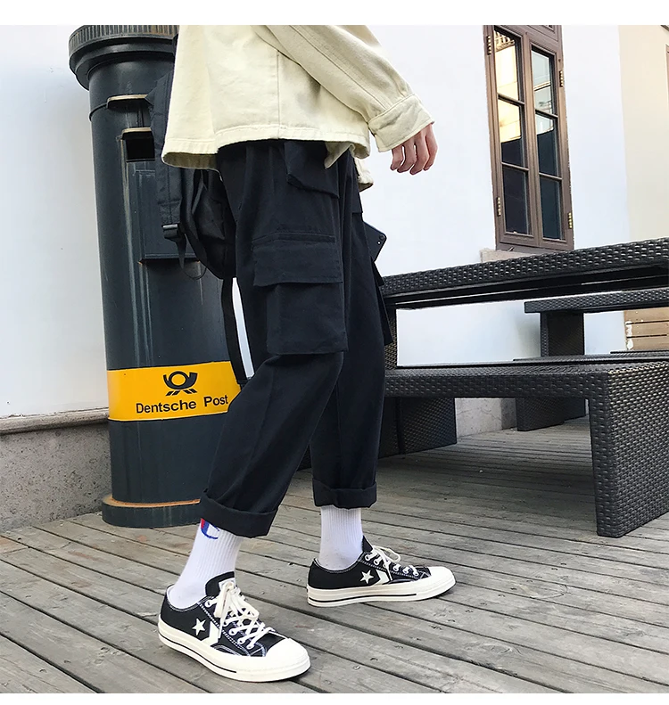 Liketkit Men's Vintage Cargo Pants Male Hip Hop Khaki Pockets Joggers Pants Male Korean Fashion Sweatpants Winter Overalls