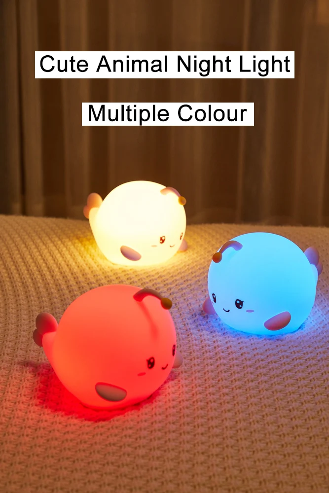 moon night light Bubble Fish Cow Star Tap Light Remote Conctrol Silicone Night Lights Tap Sensor Bedroom Lamp With USB Recharge For Kids Gift nursery night light