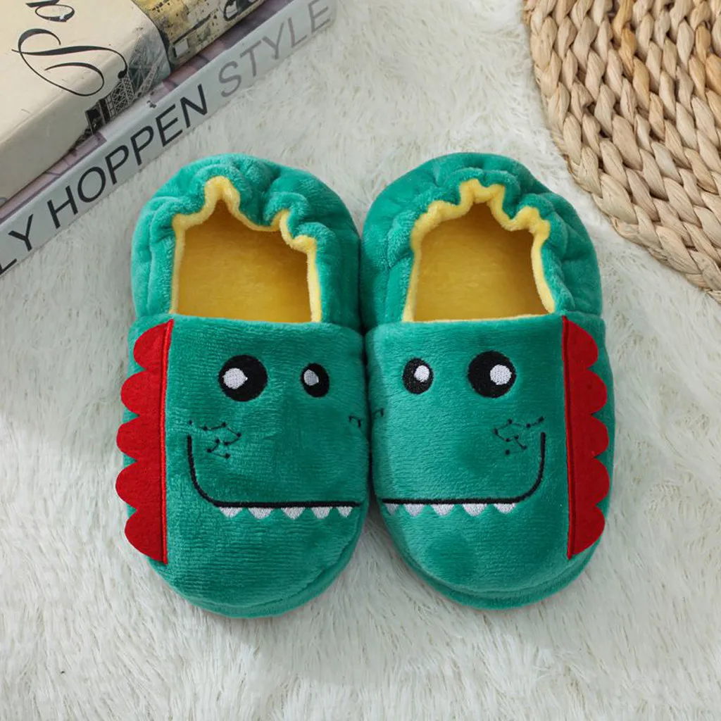 MUQGEW тапочки с рисунками из мультфильмов; Новинка года; Теплая обувь для малышей; мягкие тапочки на подошве для мальчиков и девочек; sapato infantil - Цвет: Mint Green