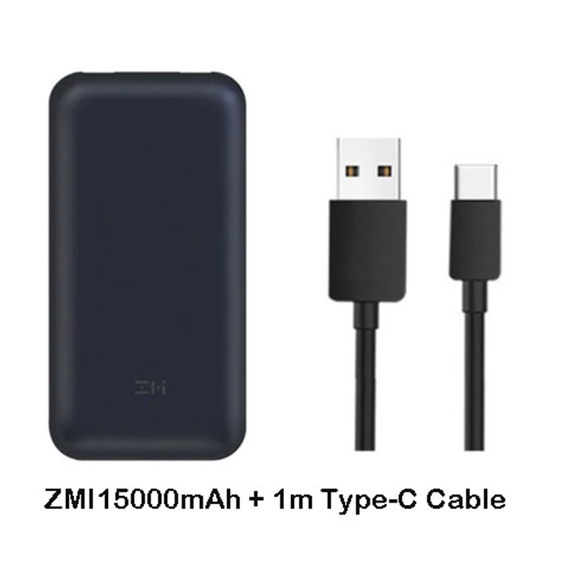 ZMI power Bank 20000 мАч 15000mAhUSB-C PD 2,0 внешний аккумулятор Портативная зарядка 3,0 type-C зарядное устройство для Macbook - Цвет: Add Type C Cable